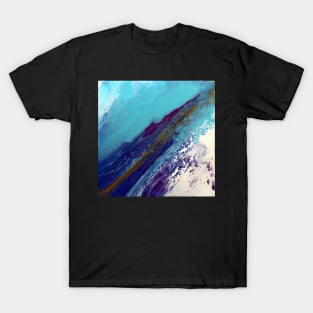 Stormy Blue Acrylic Flow Painting T-Shirt